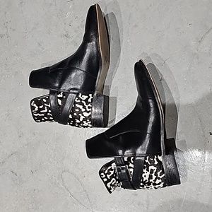 Michael Kors black and calf hair ankle booties size 8